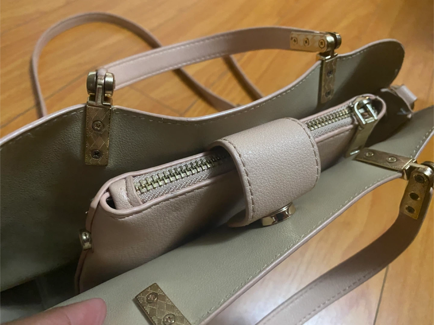 Light Pink Tote Bag with Crossbody Strap - photo 2