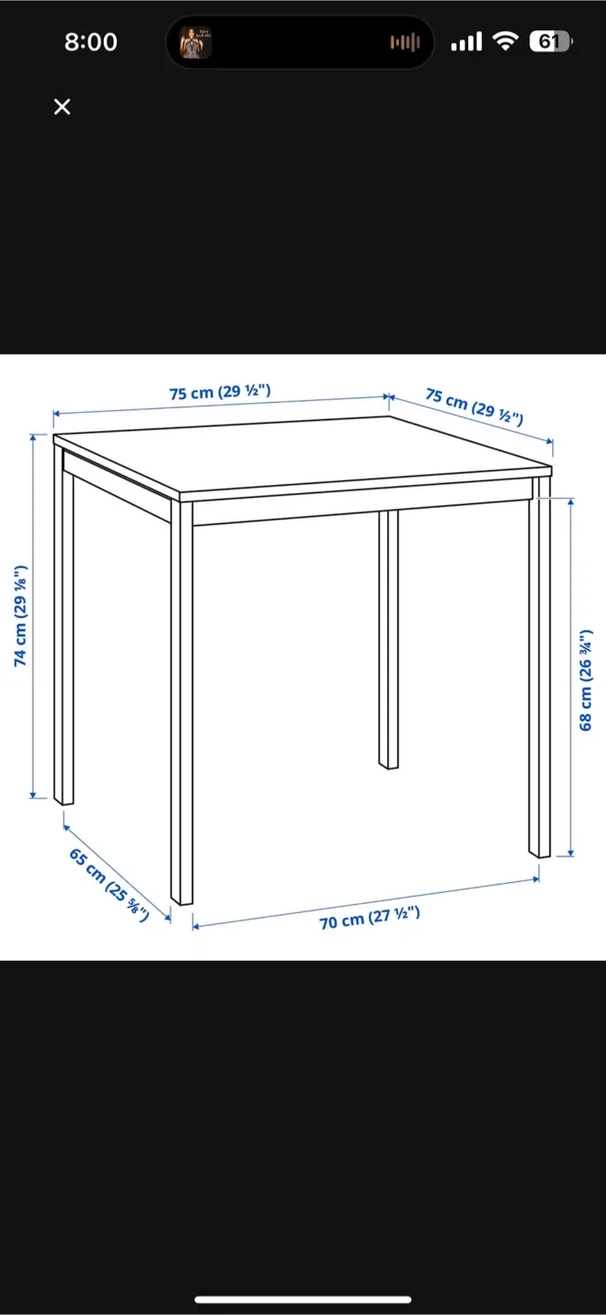 IKEA White Square Dining Table - 29 1/2" image indicator(4)