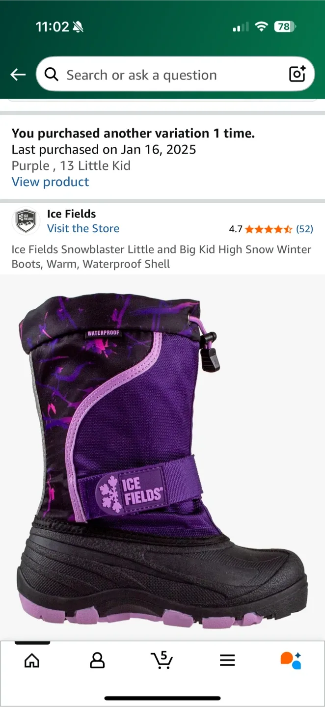 Ice Fields Snowblaster Winter Boots - Purple, Size 13