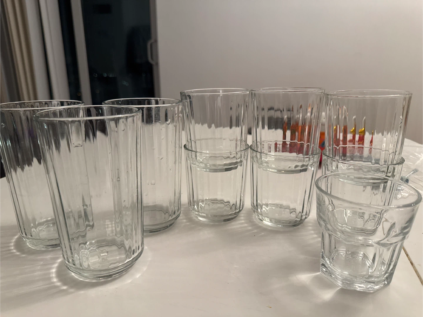 Set of 9 Clear Drinking Glasses