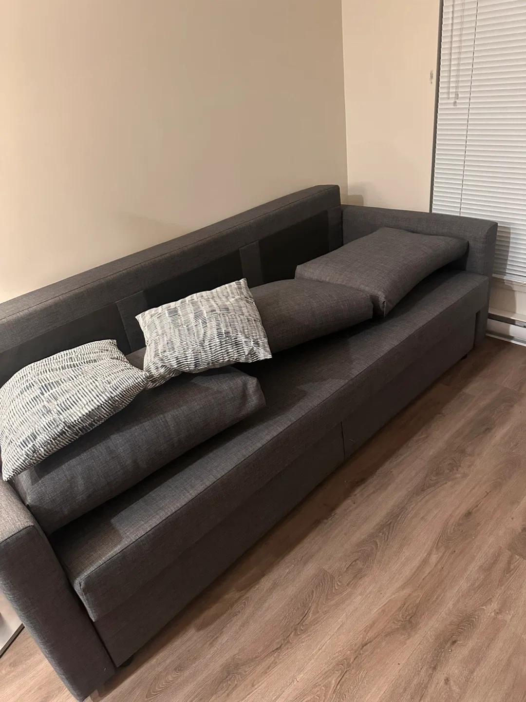 IKEA Grey Sofa Bed with Pillows/Cushions image indicator(3)