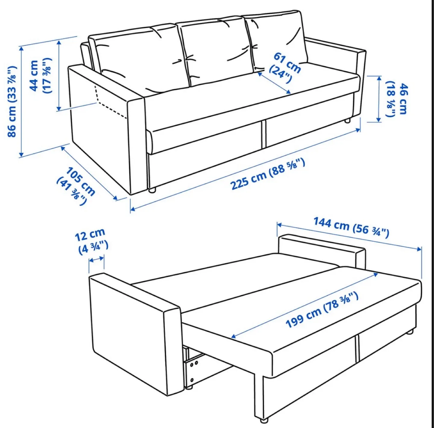 IKEA Grey Sofa Bed with Pillows/Cushions image indicator(7)