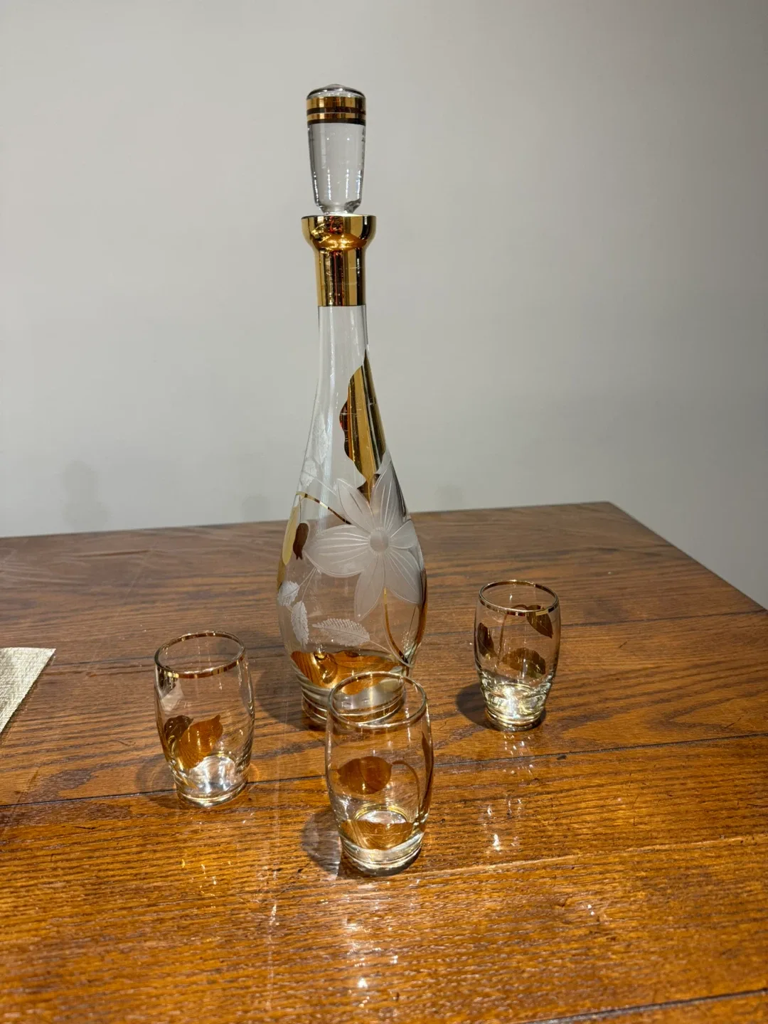 Vintage Decanter Set with Gold Trim thumbnail