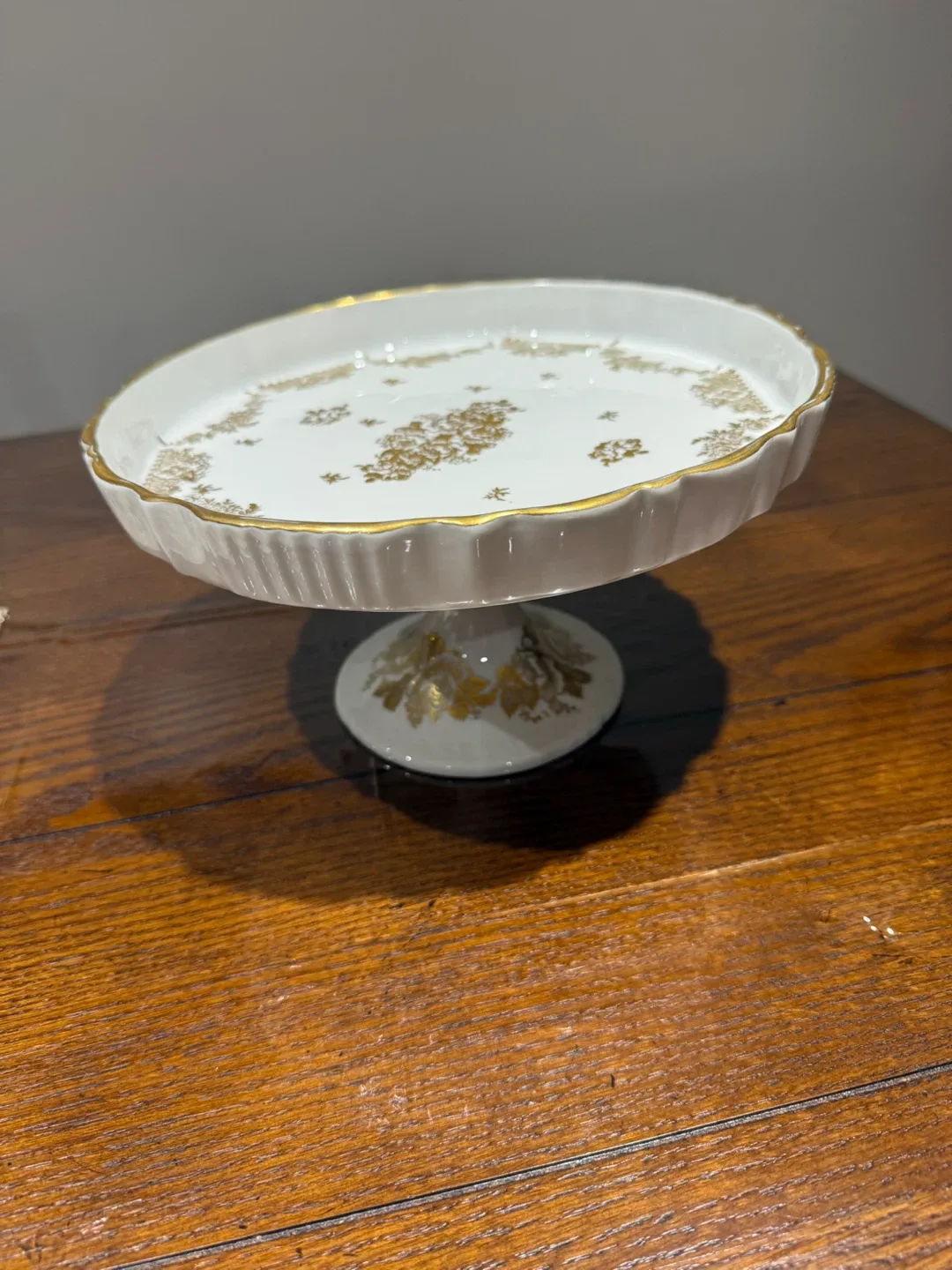 Vintage Porcelain de France pedestal cake stand thumbnail