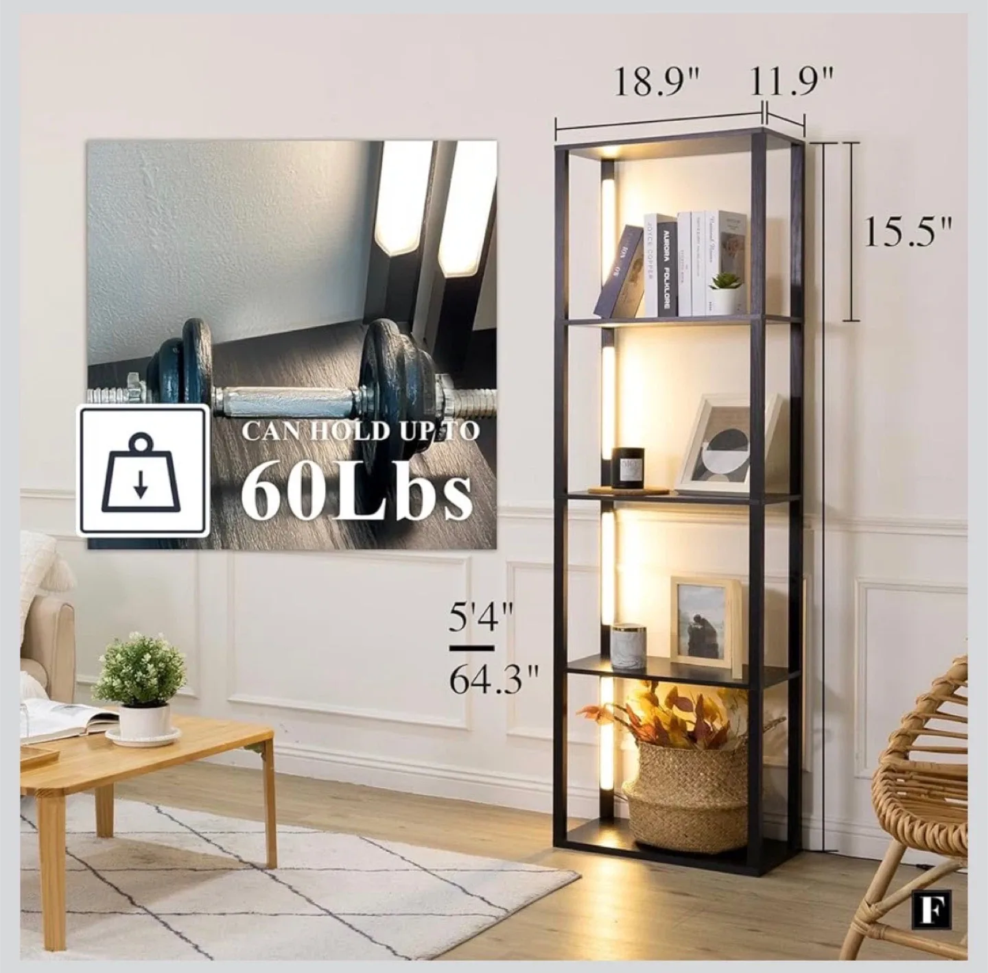 Black Bookshelf with 4 Shelves image indicator(2)