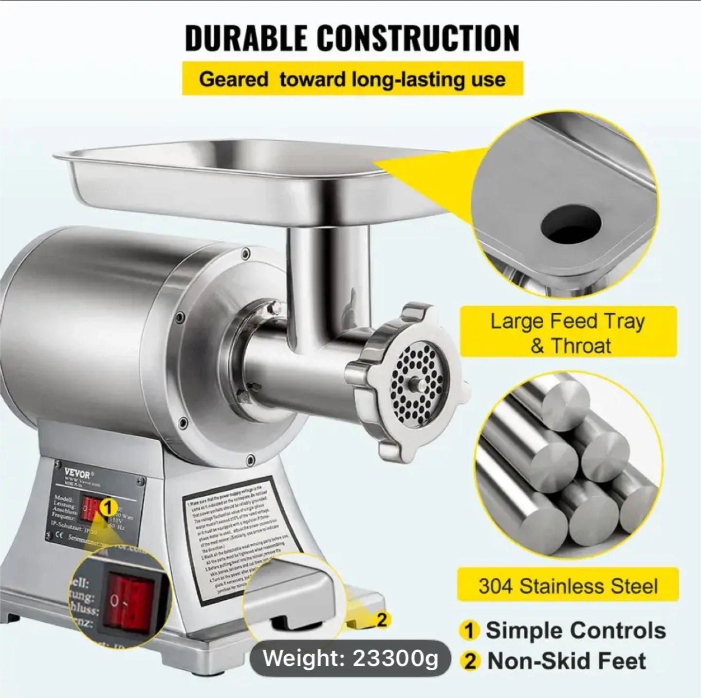 VEVOR Commercial Meat Grinder image indicator(9)