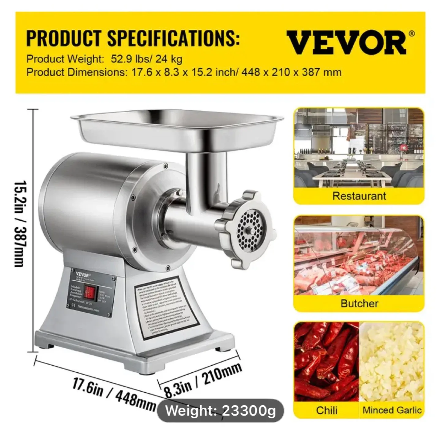 VEVOR Commercial Meat Grinder image indicator(8)
