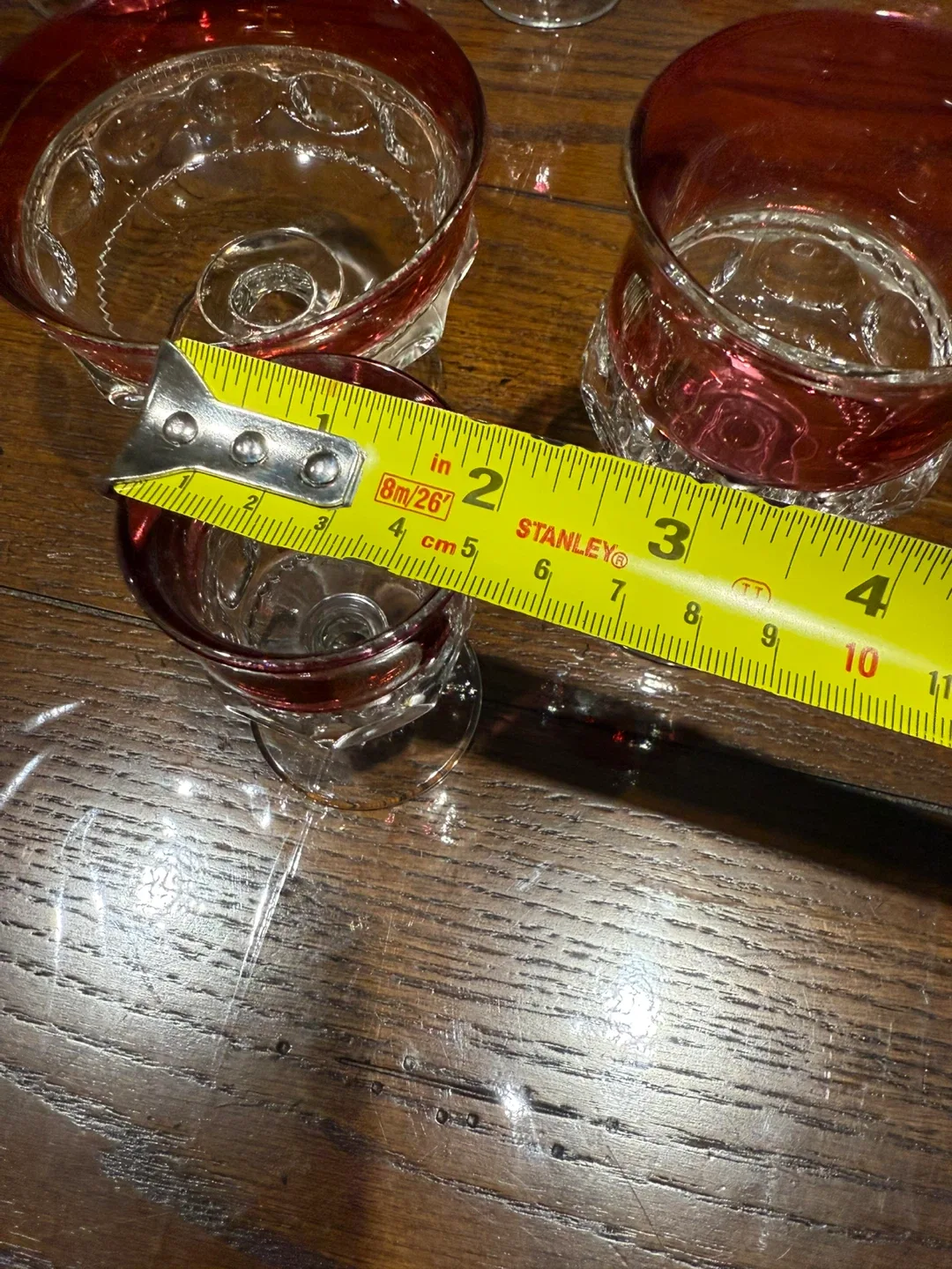 vintage "Kings Crown" ruby red thumbprint glasses image indicator(5)