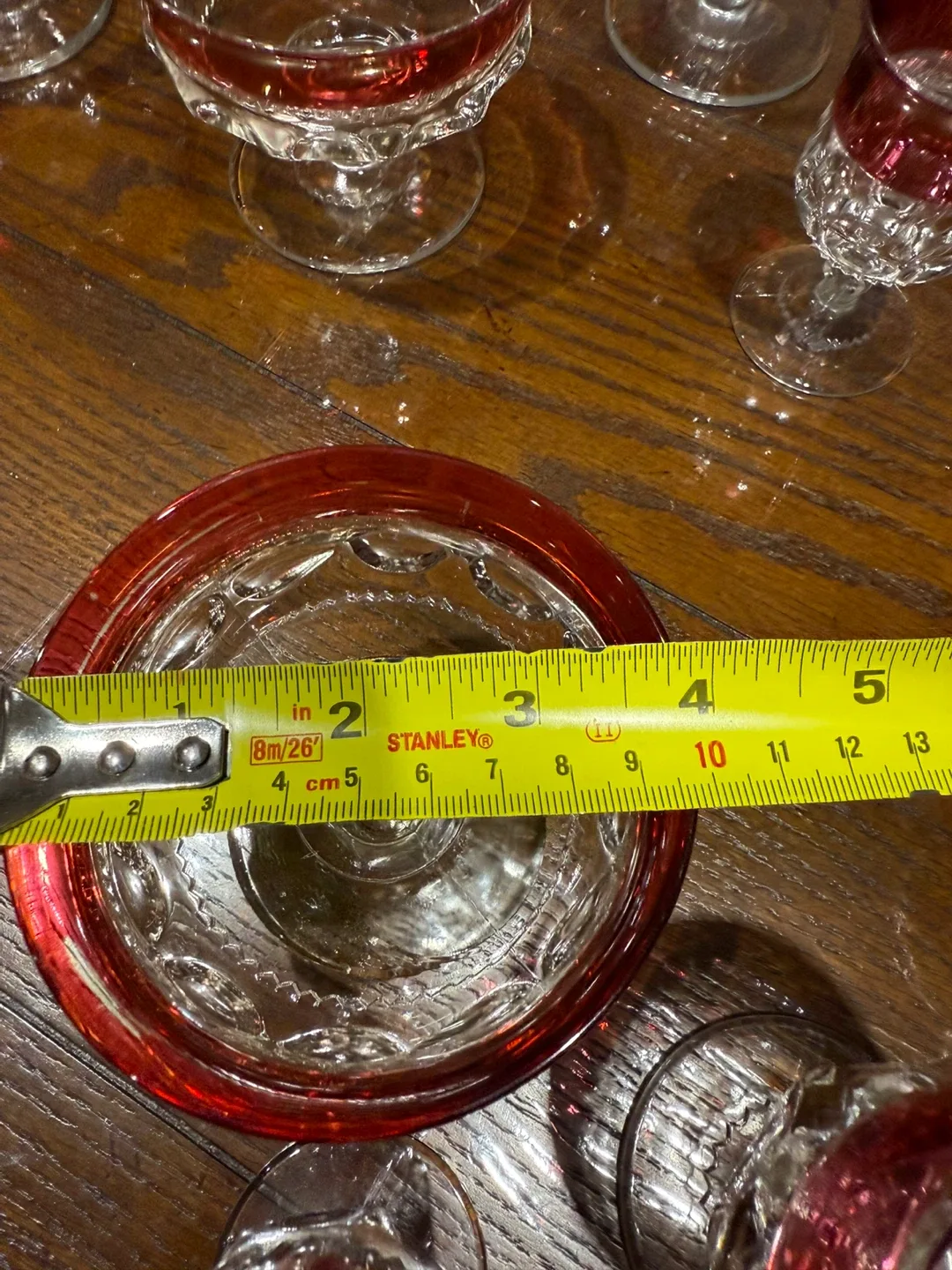 vintage "Kings Crown" ruby red thumbprint glasses image indicator(6)