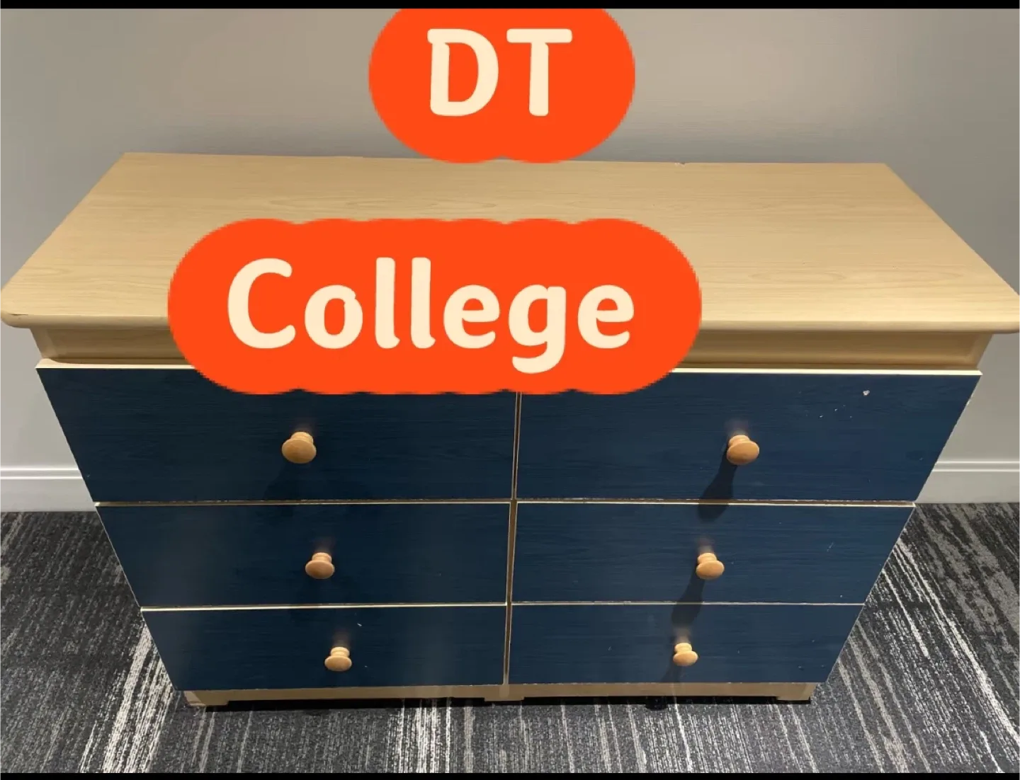 College DT Dresser - Blue & Wood thumbnail
