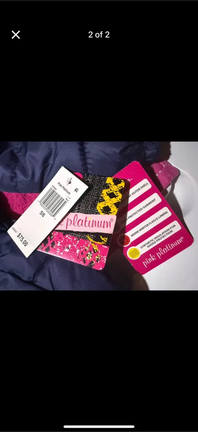 Pink Platinum Girls' Puffer Jacket - Size 5/6 image indicator(2)