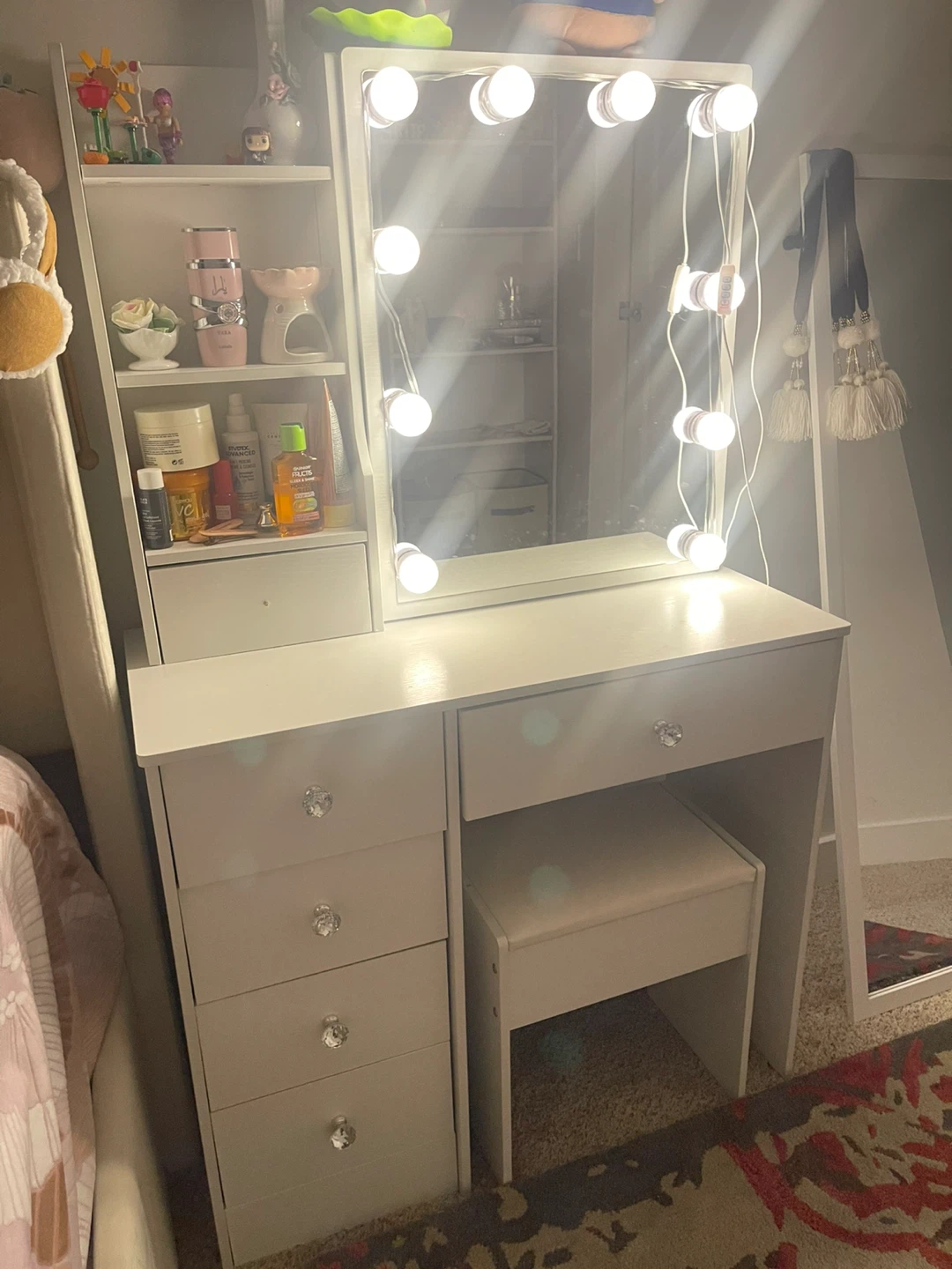 Vanity Makeup Table with Lighted Mirror