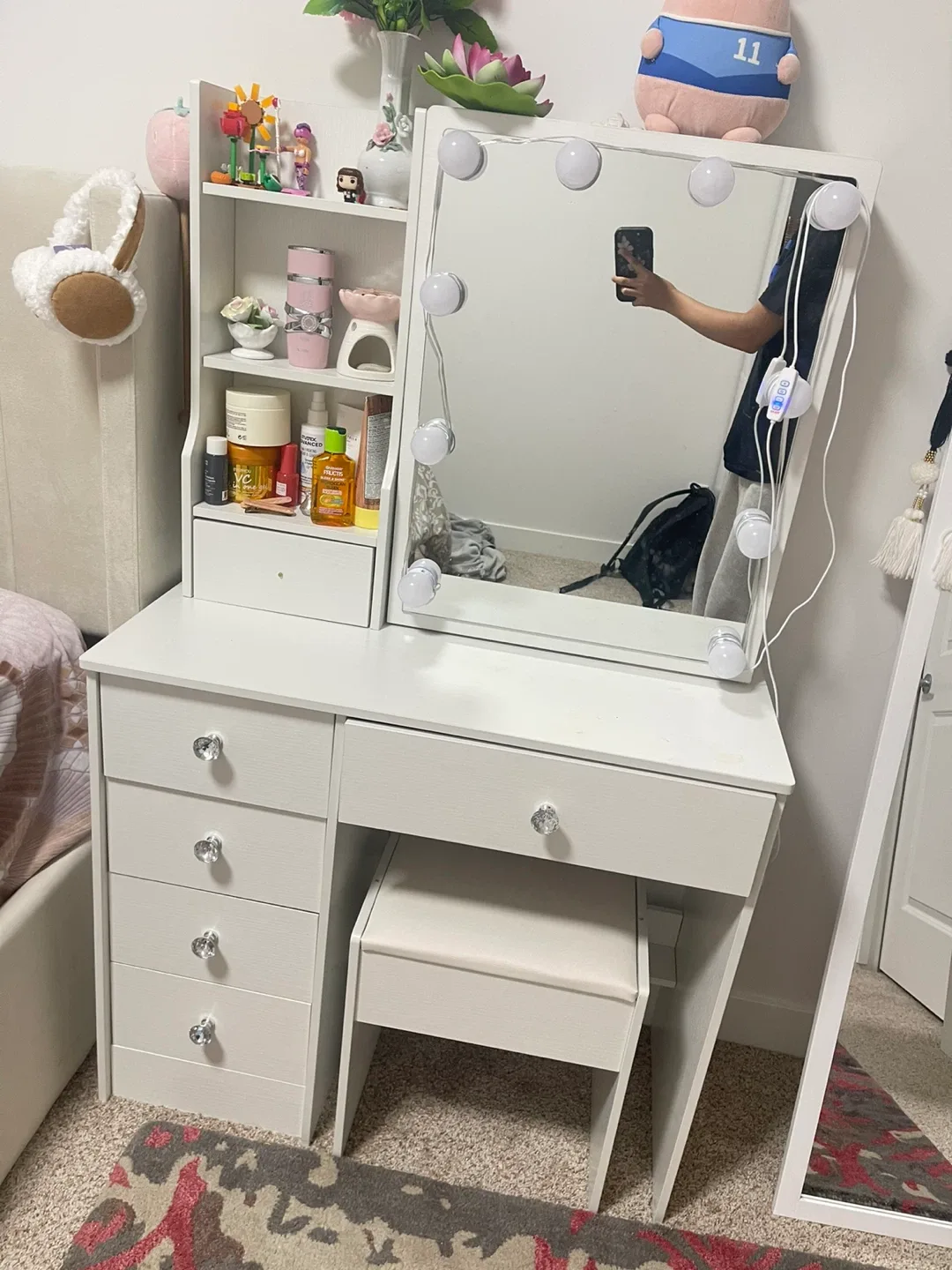 Vanity Makeup Table with Lighted Mirror image indicator(2)