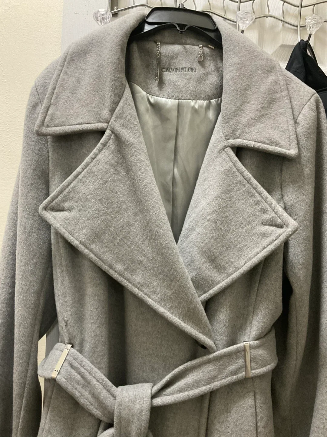 Calvin Klein Gray Wool Blend Belted Coat image indicator(2)