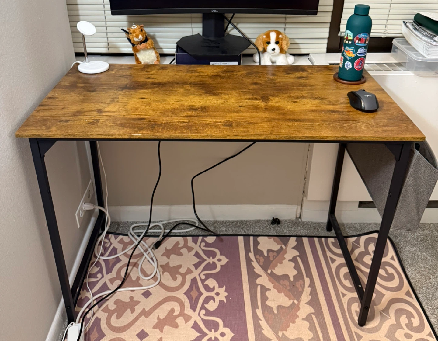 Wooden Desk with Black Metal Frame