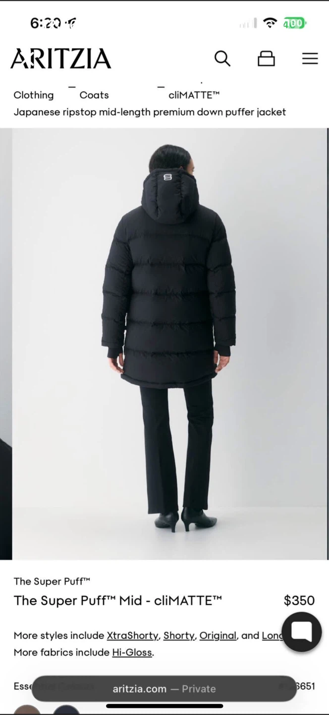 Aritzia The Super Puff Mid - Black, XS - photo 5