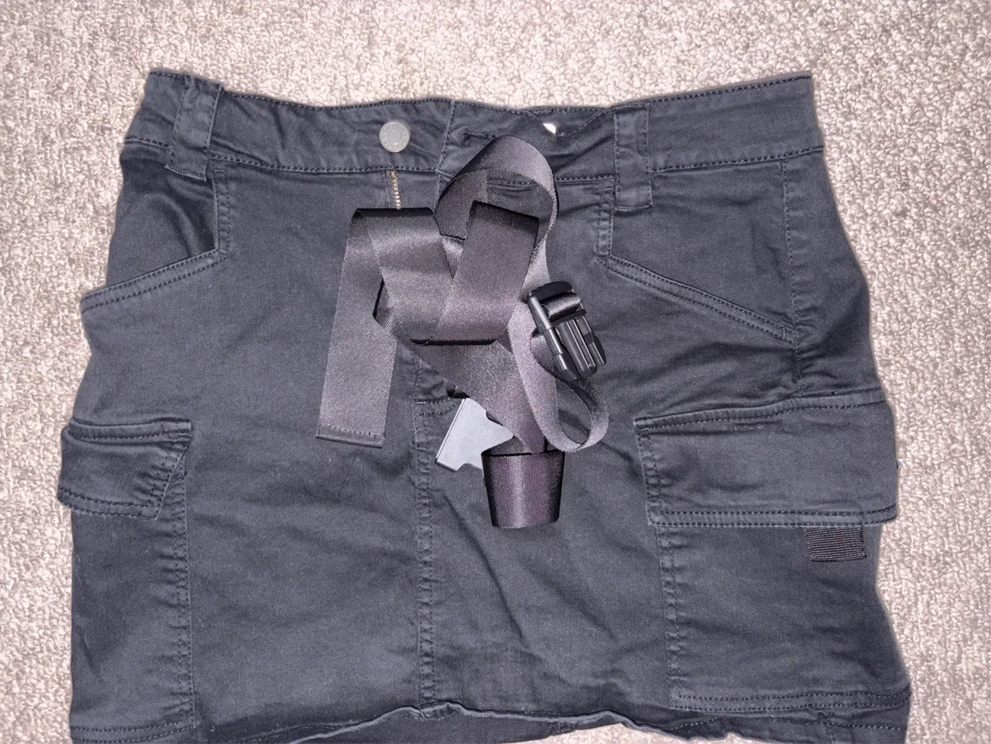 Garage Black Mini Cargo Skirt