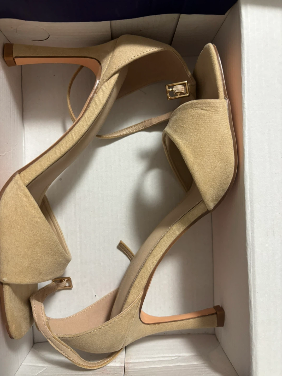 Beige Ankle Strap Heels - Size 8.5
