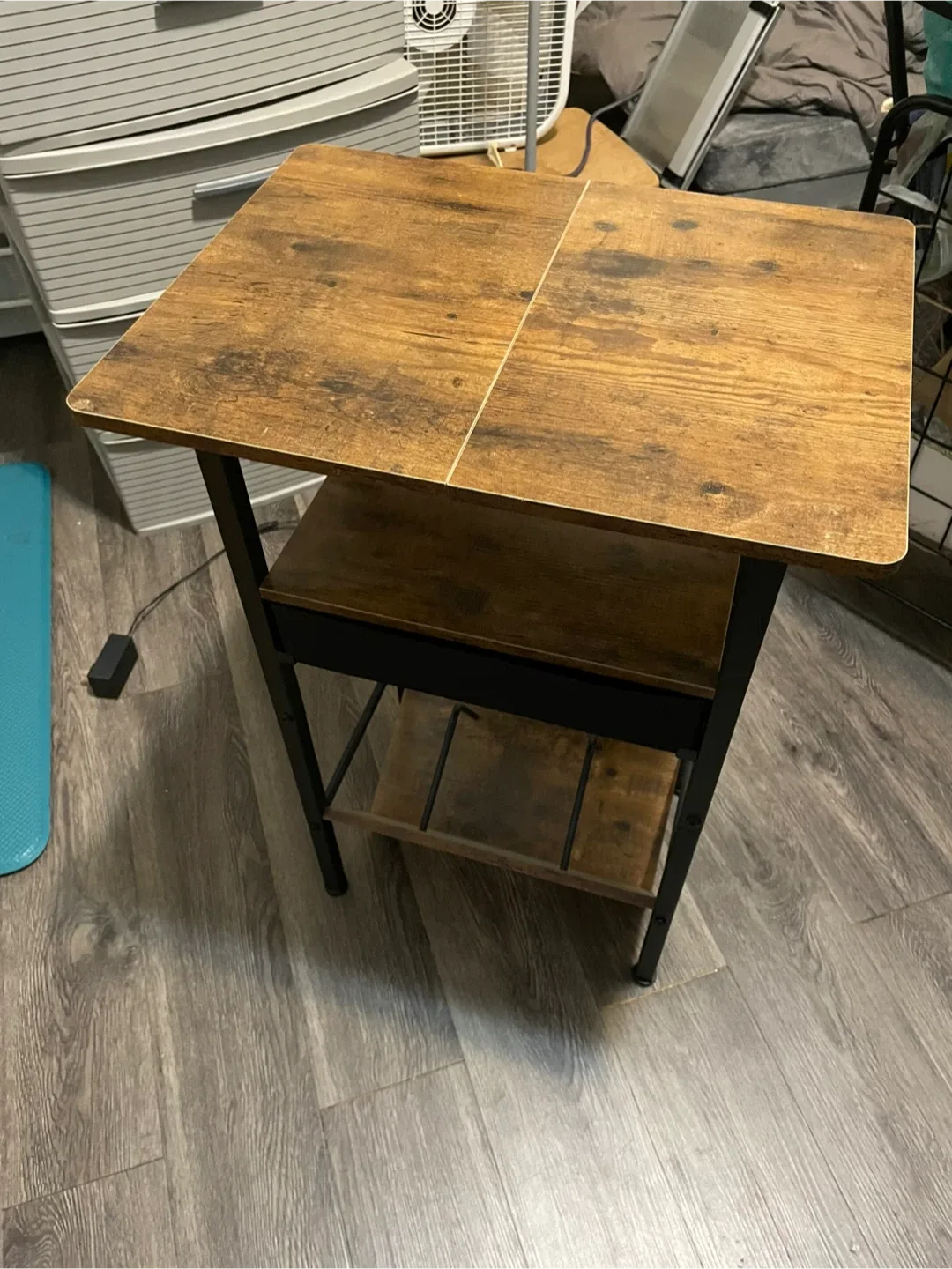 Brown Wood & Metal Side Table image indicator(2)