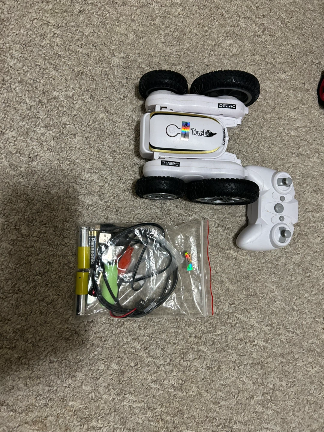 Mickey Mouse Pillow, RC Car, Toy Story toys, and lamp