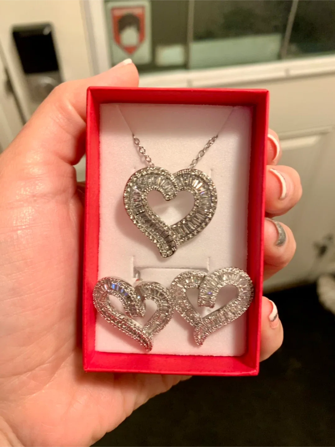 Heart Necklace & Earrings Set - Cubic Zirconia