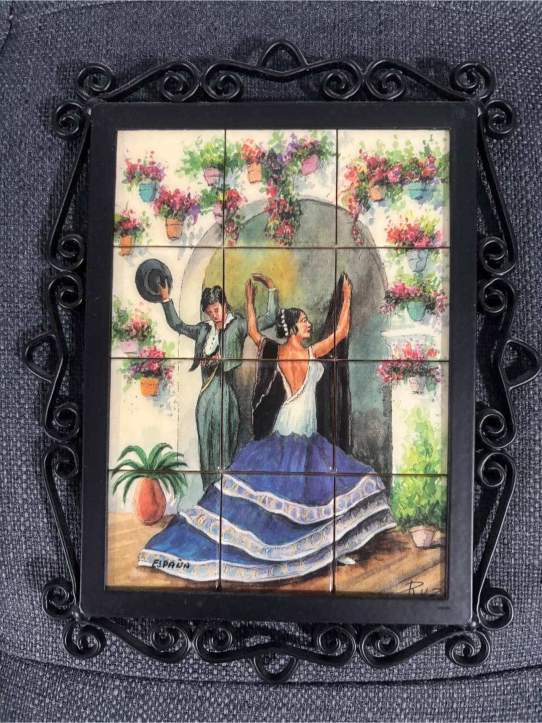 Spanish Tile Art in Black Frames - Set of 2 - photo 3