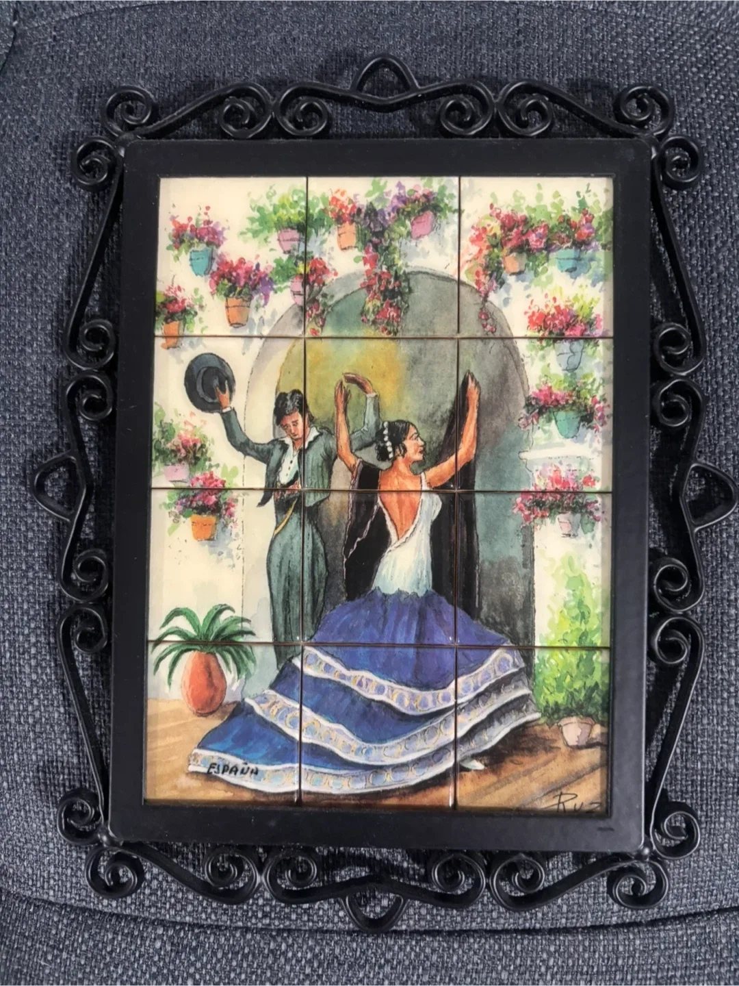 Spanish Tile Art in Black Frames - Set of 2 image indicator(3)