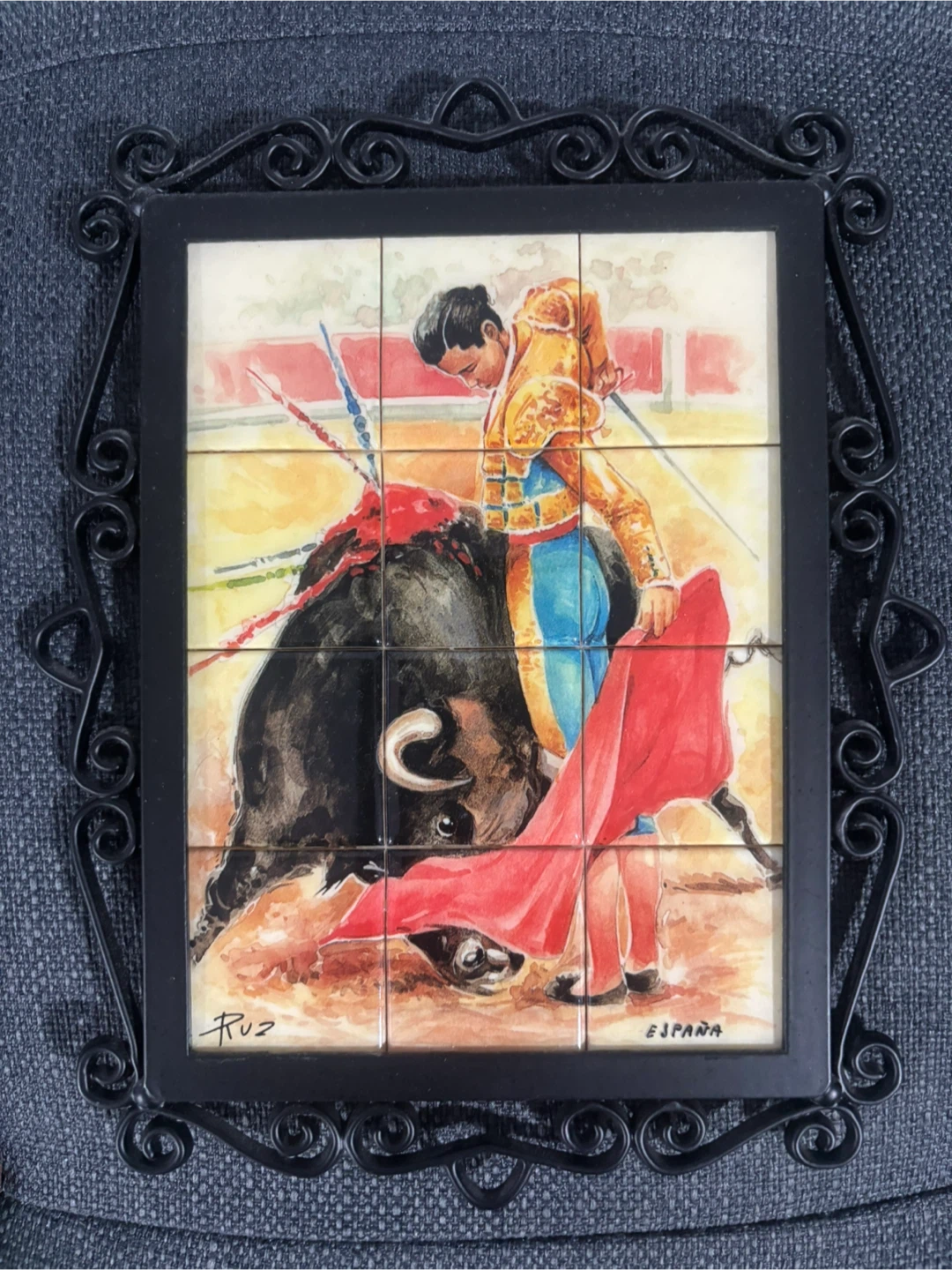 Spanish Tile Art in Black Frames - Set of 2 - photo 2