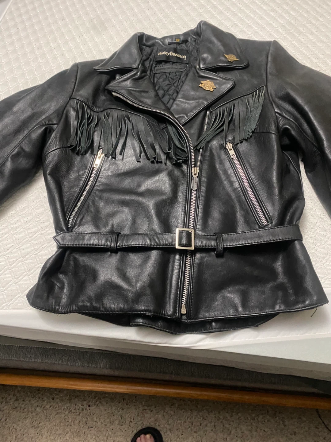 Harley-Davidson Leather Fringe Jacket Size 38