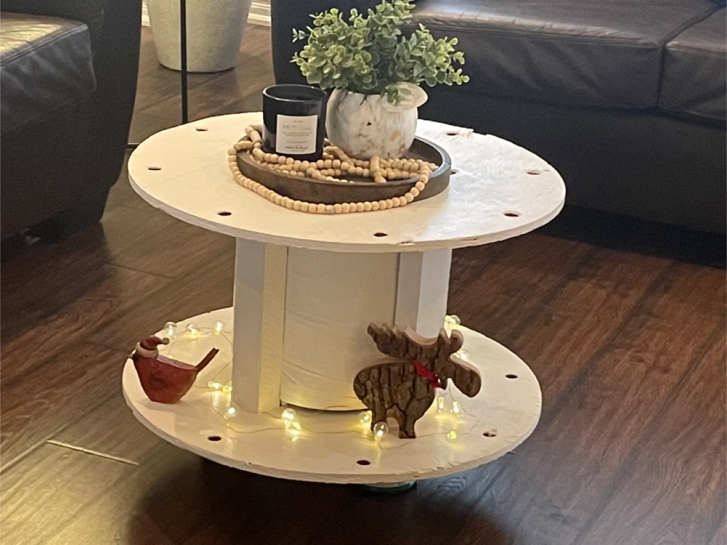 Upcycled White Spool Coffee Table image indicator(3)