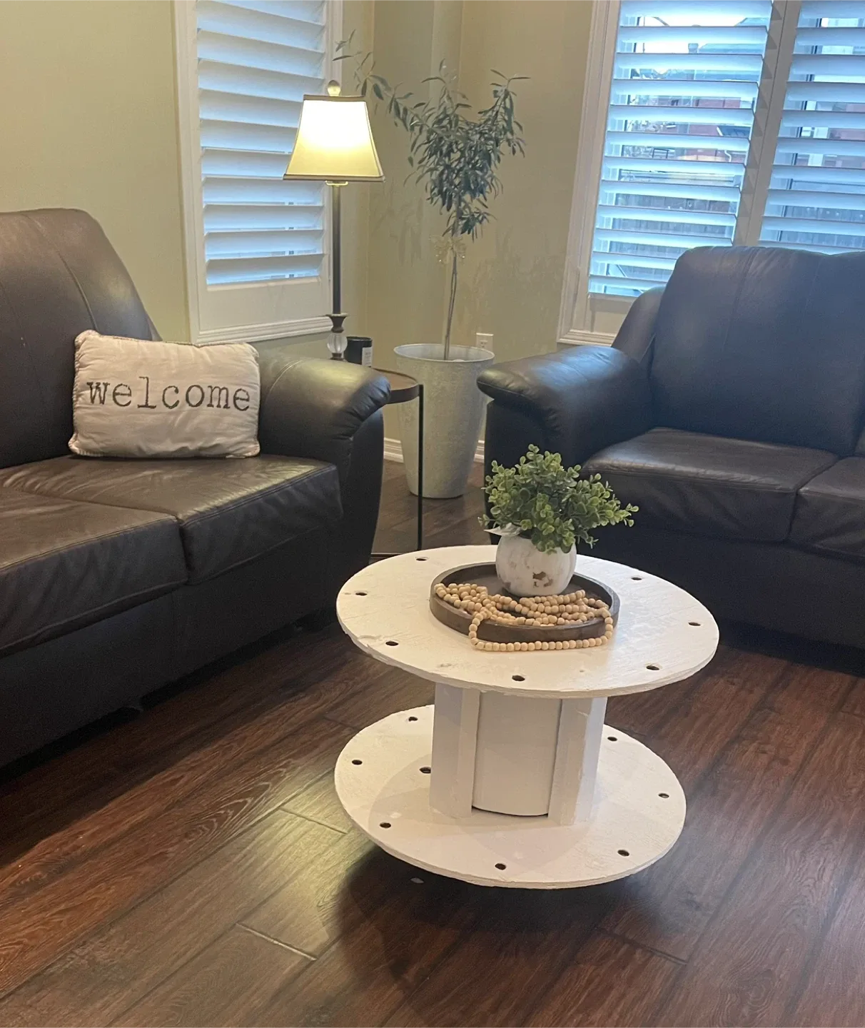 Upcycled White Spool Coffee Table