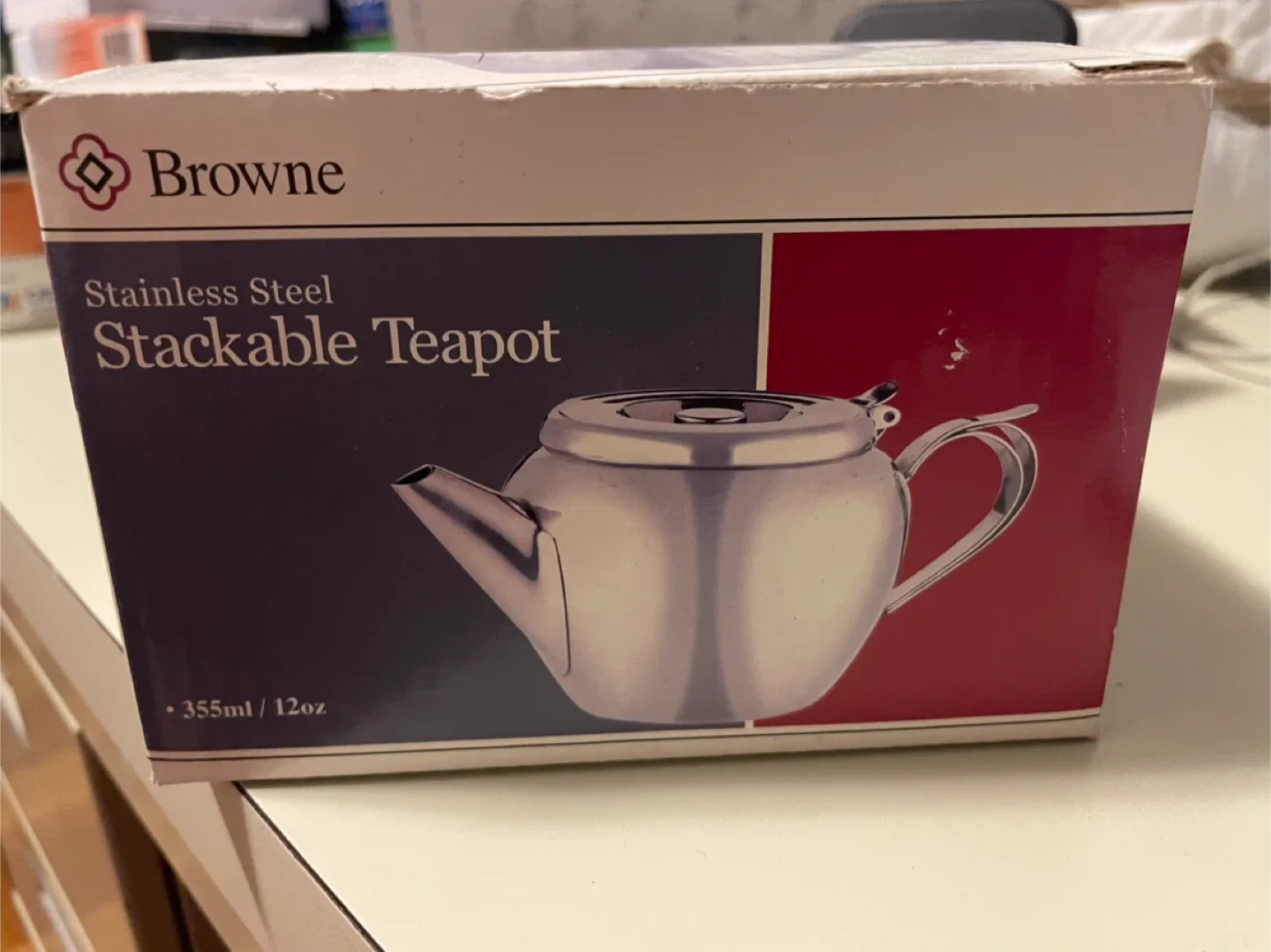 Browne Stainless Steel Stackable Teapot - 12oz