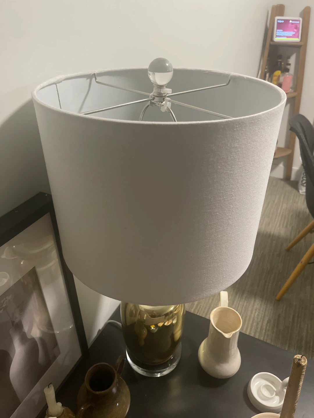 Gold Table Lamp with White Shade - photo 2