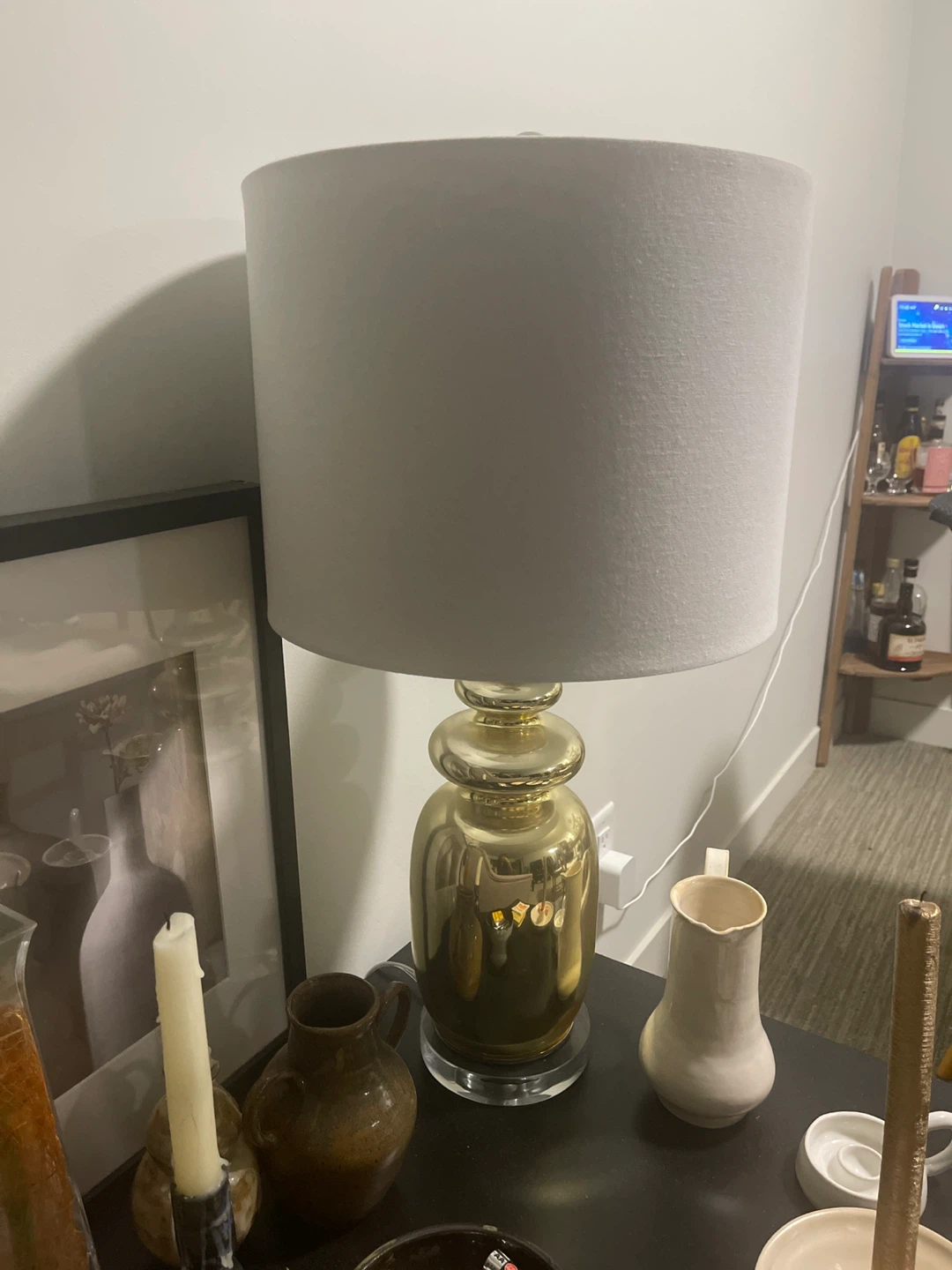 Gold Table Lamp with White Shade