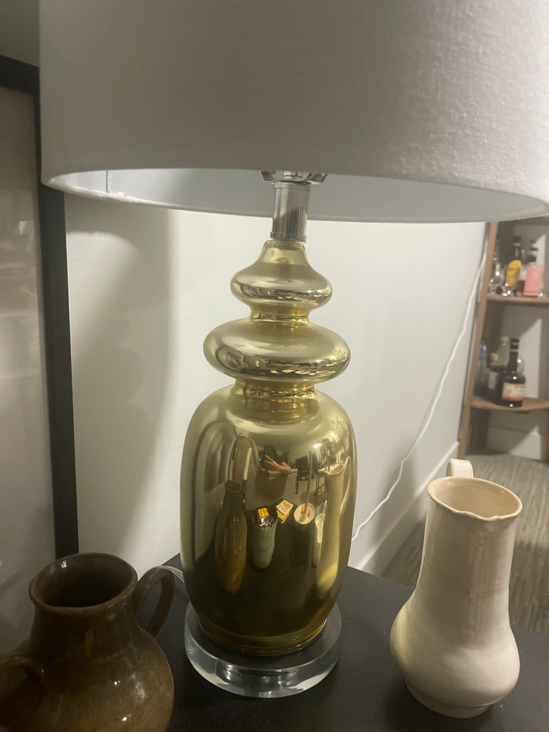 Gold Table Lamp with White Shade - photo 3