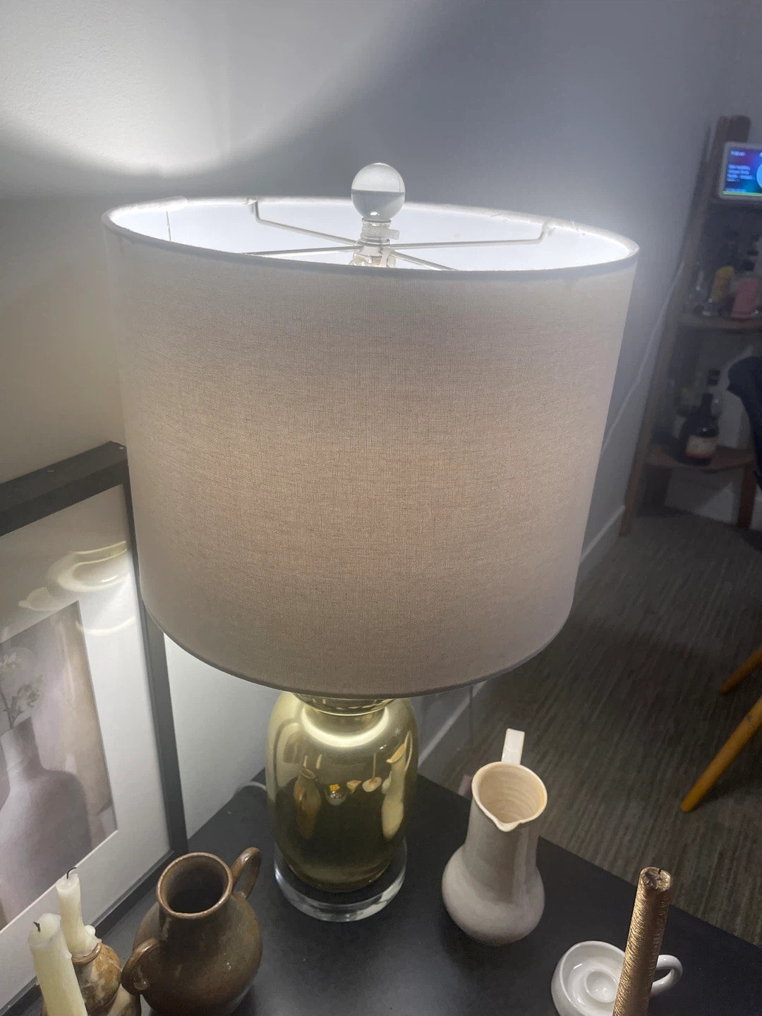 Gold Table Lamp with White Shade - photo 5