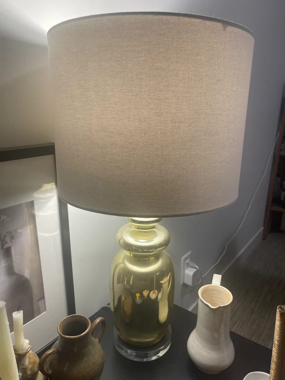 Gold Table Lamp with White Shade image indicator(4)