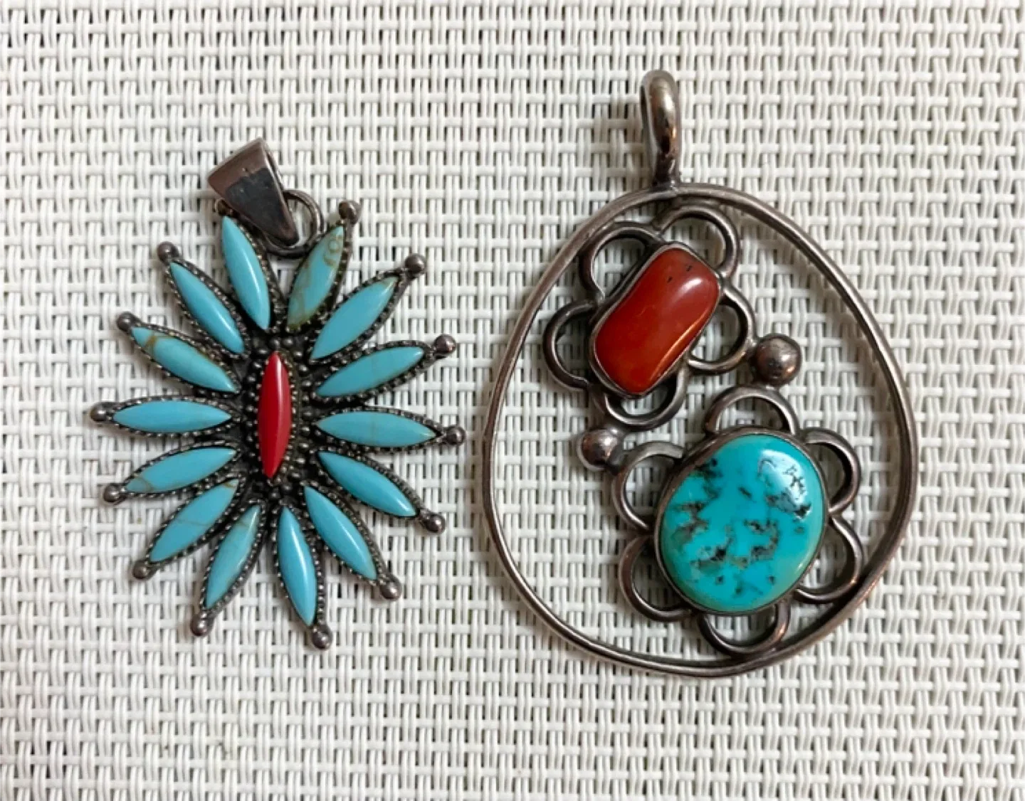 Turquoise & Coral Stone Pendants thumbnail