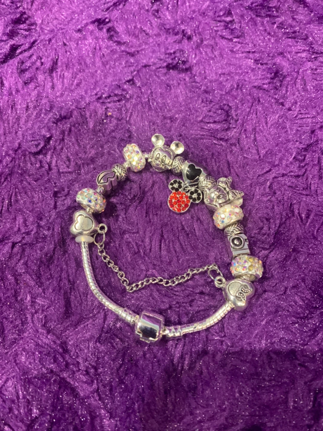 Disney Mickey Minnie  Charms with S925 Silver Bracelet