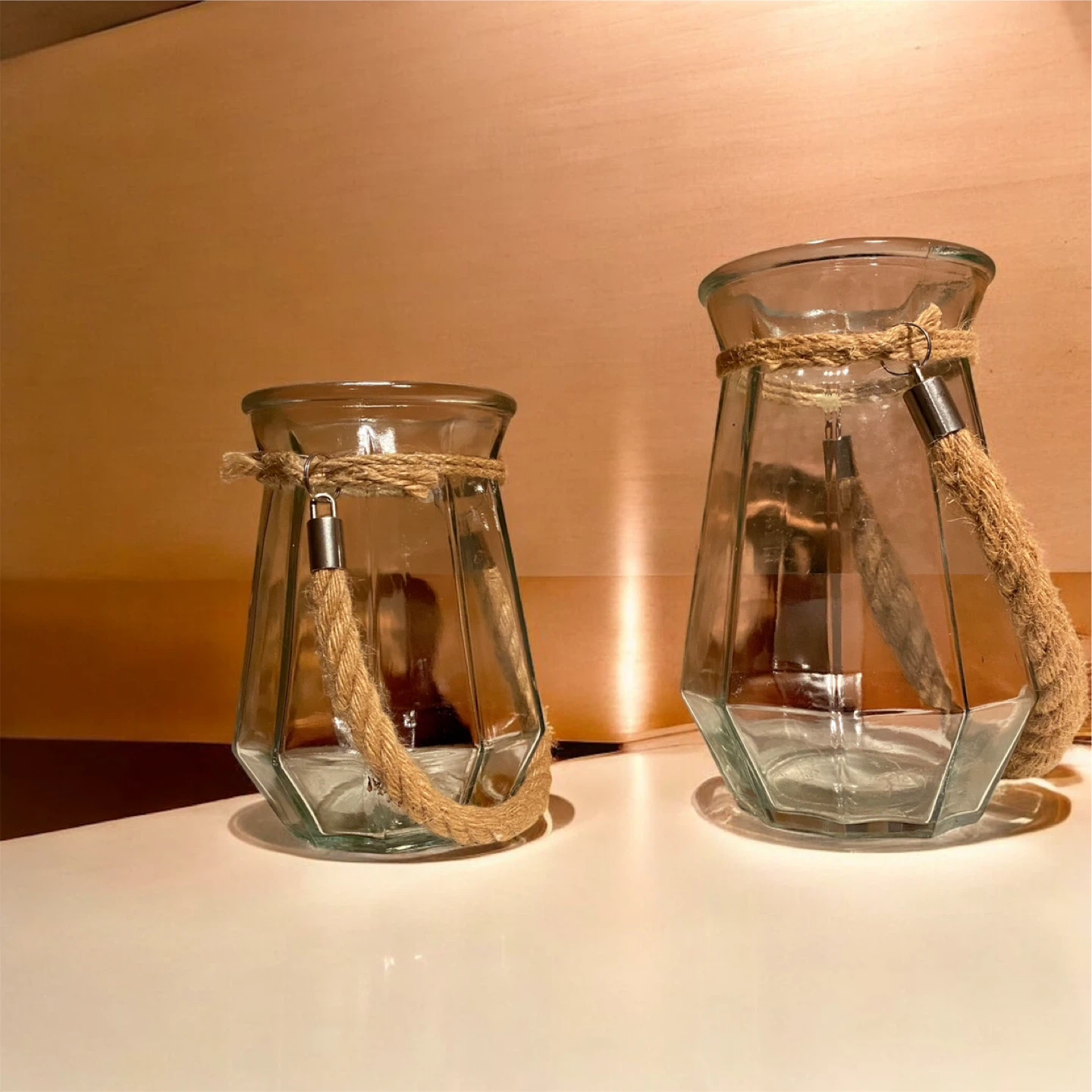 Glass Vase Set with Rope Detail