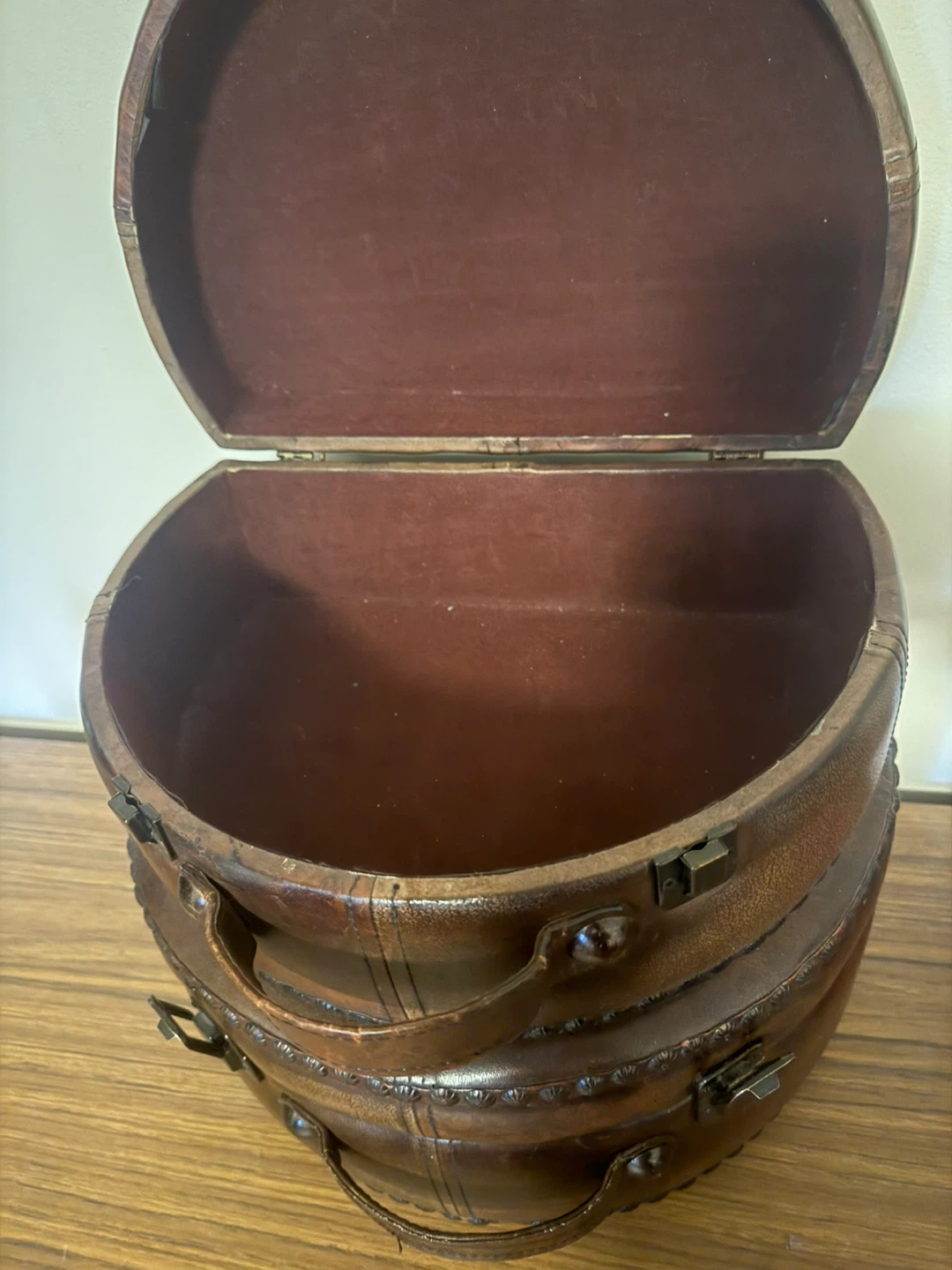 Decorative Brown Faux Leather Storage Trunk Set - photo 2