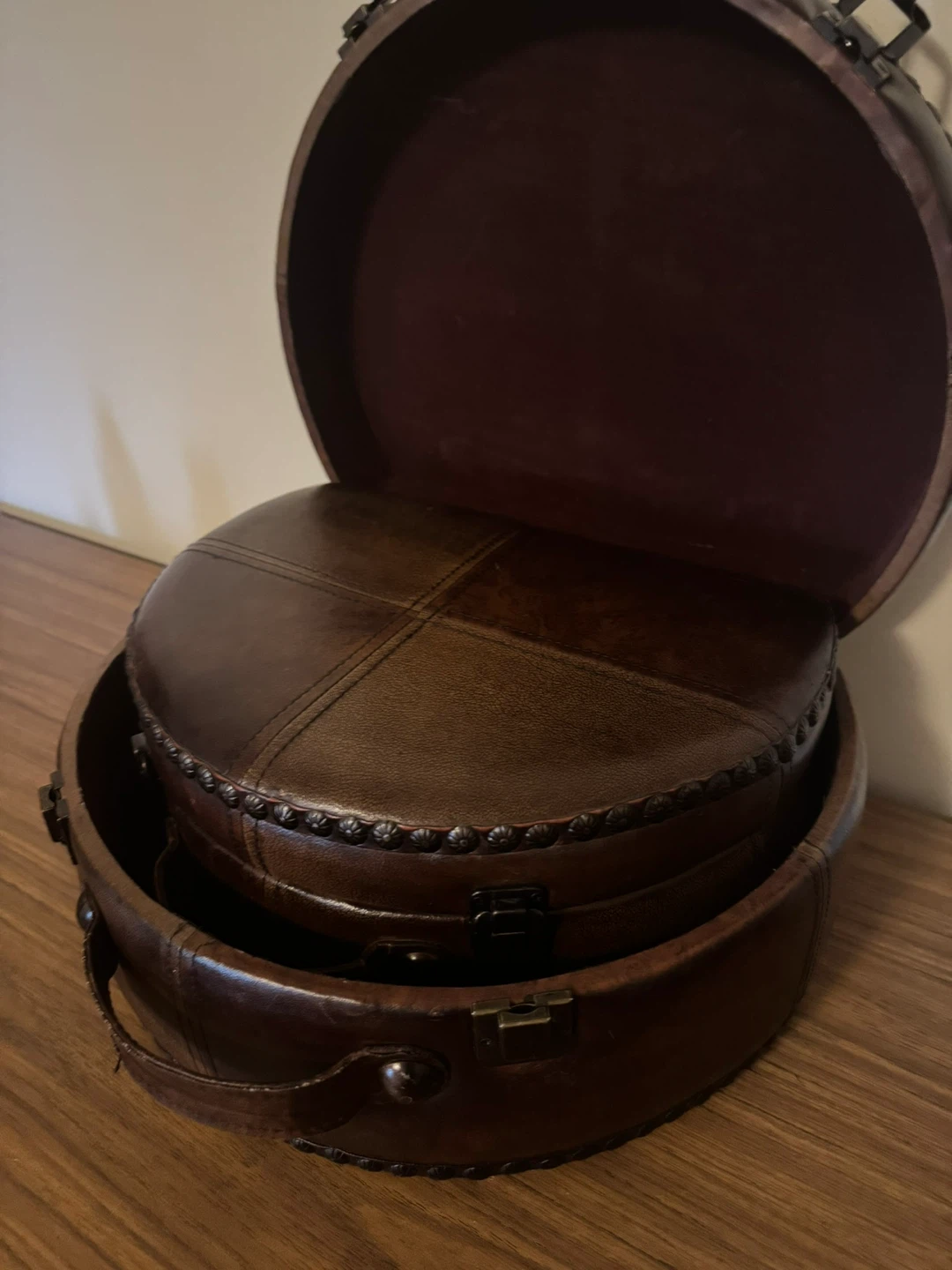 Decorative Brown Faux Leather Storage Trunk Set - photo 4