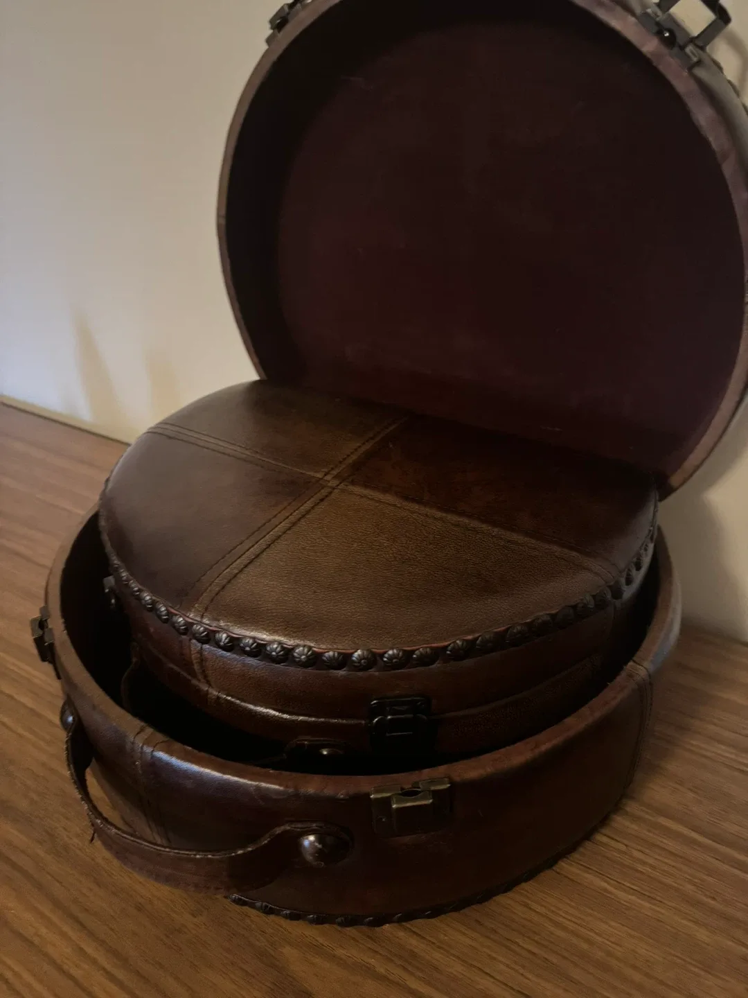 Decorative Brown Faux Leather Storage Trunk Set image indicator(4)