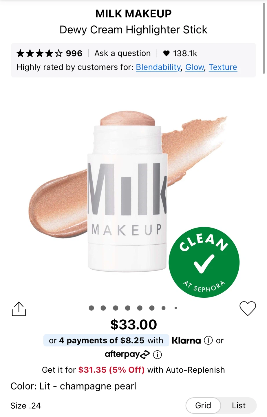 MILK MAKEUP Dewy Cream Highlighter Stick - photo 2