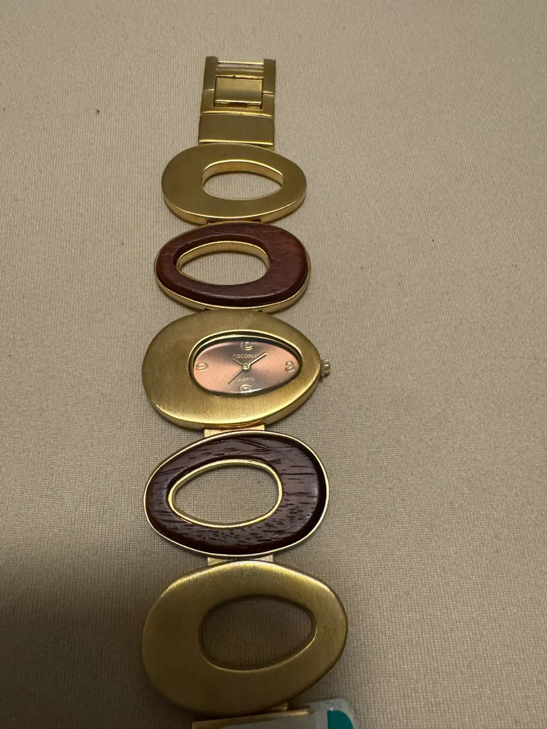 Cocopa Quartz Gold & Wood Watch