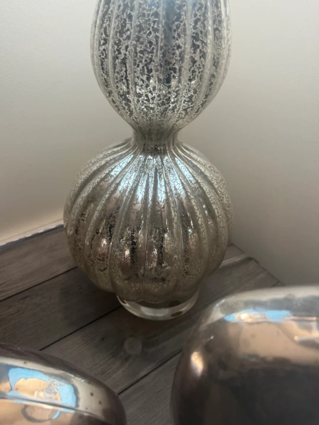 Decorative Silver Decanters and Lamp
