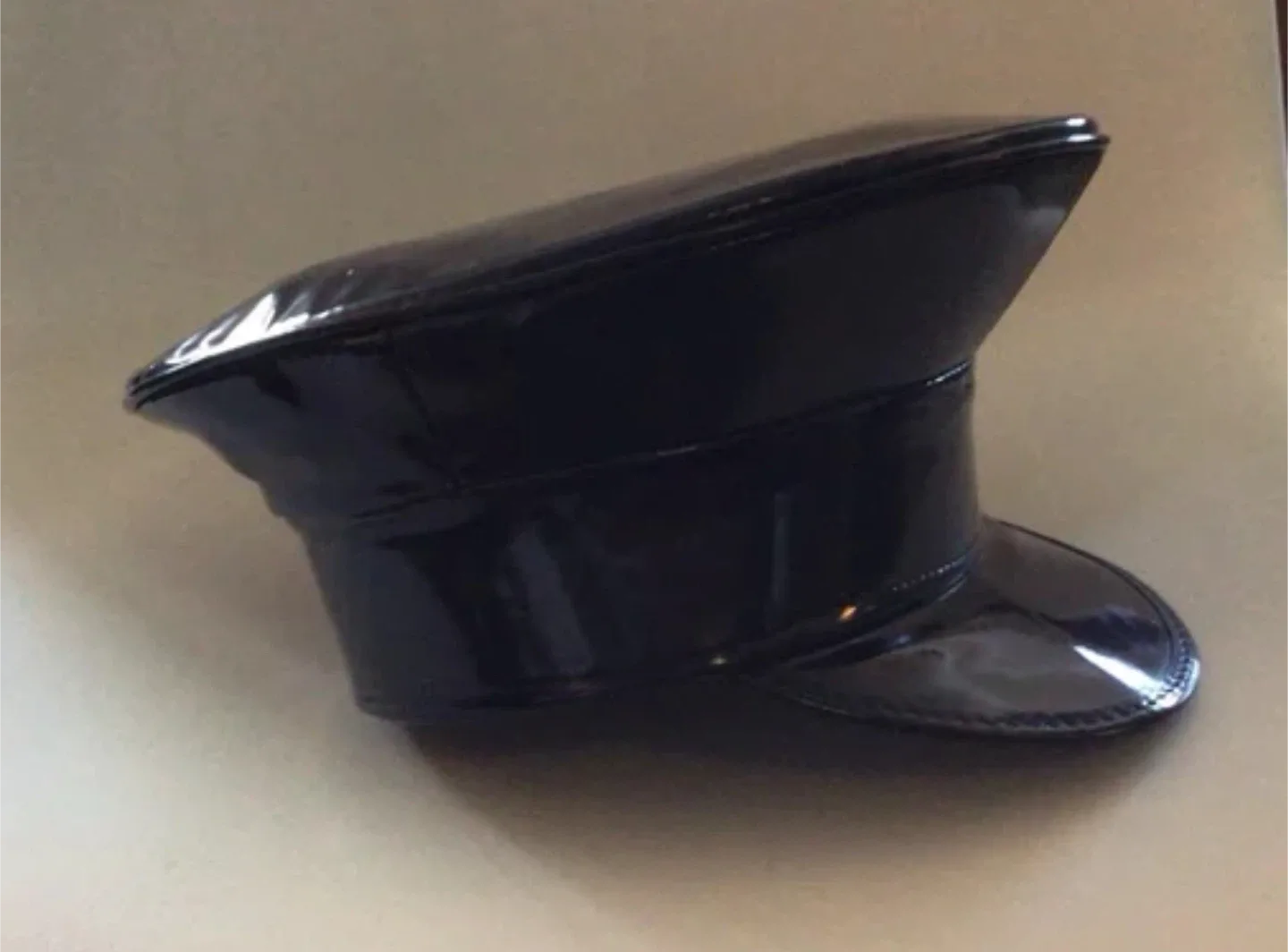 Designer Black Patent Leather Hat image indicator(8)