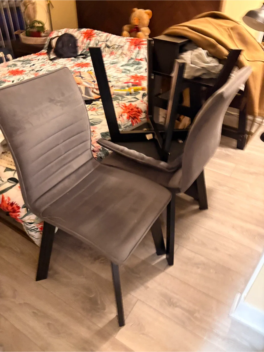 Quick sale Grey Velvet Dining Chair image indicator(2)