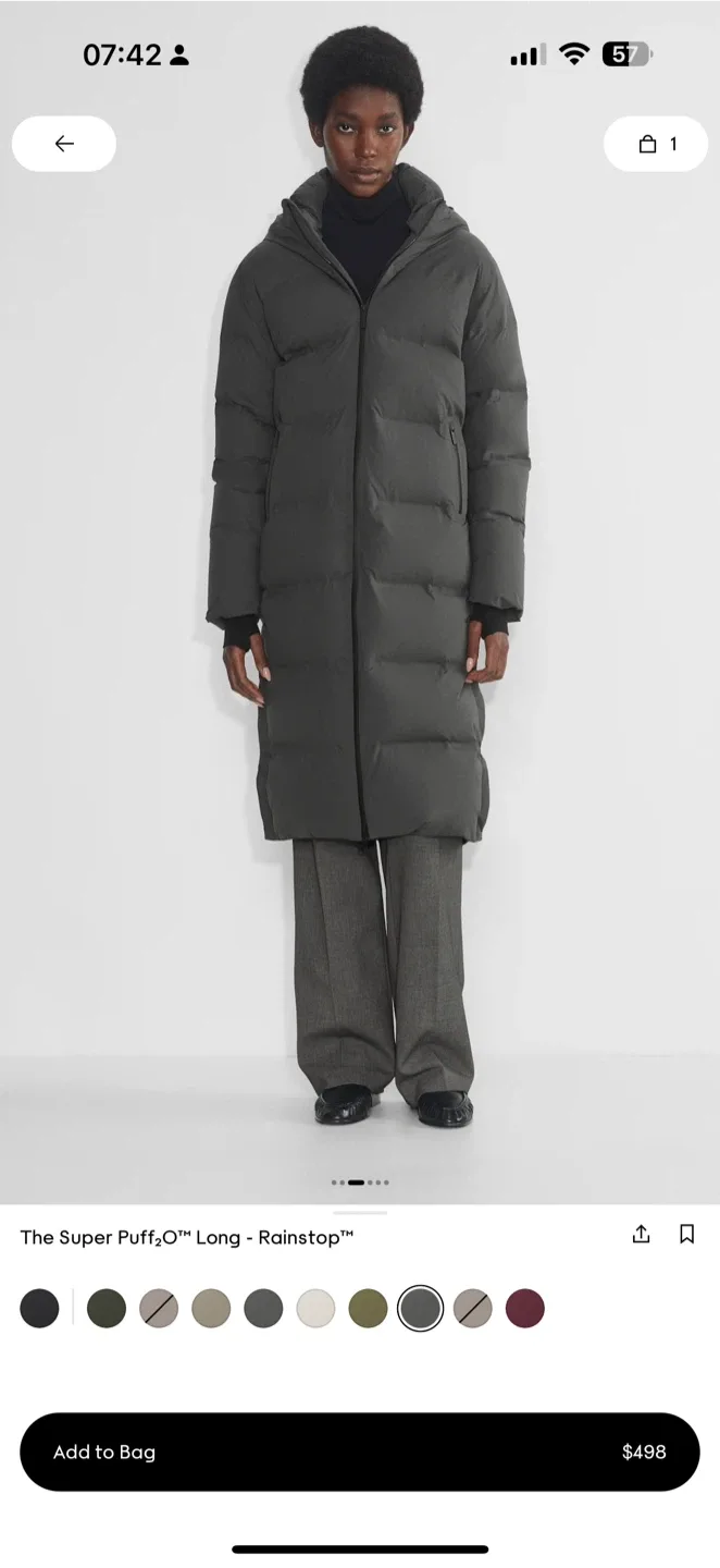 Aritzia Super Puff O2 Long Rainstop - Coal Grey - Size L image indicator(2)