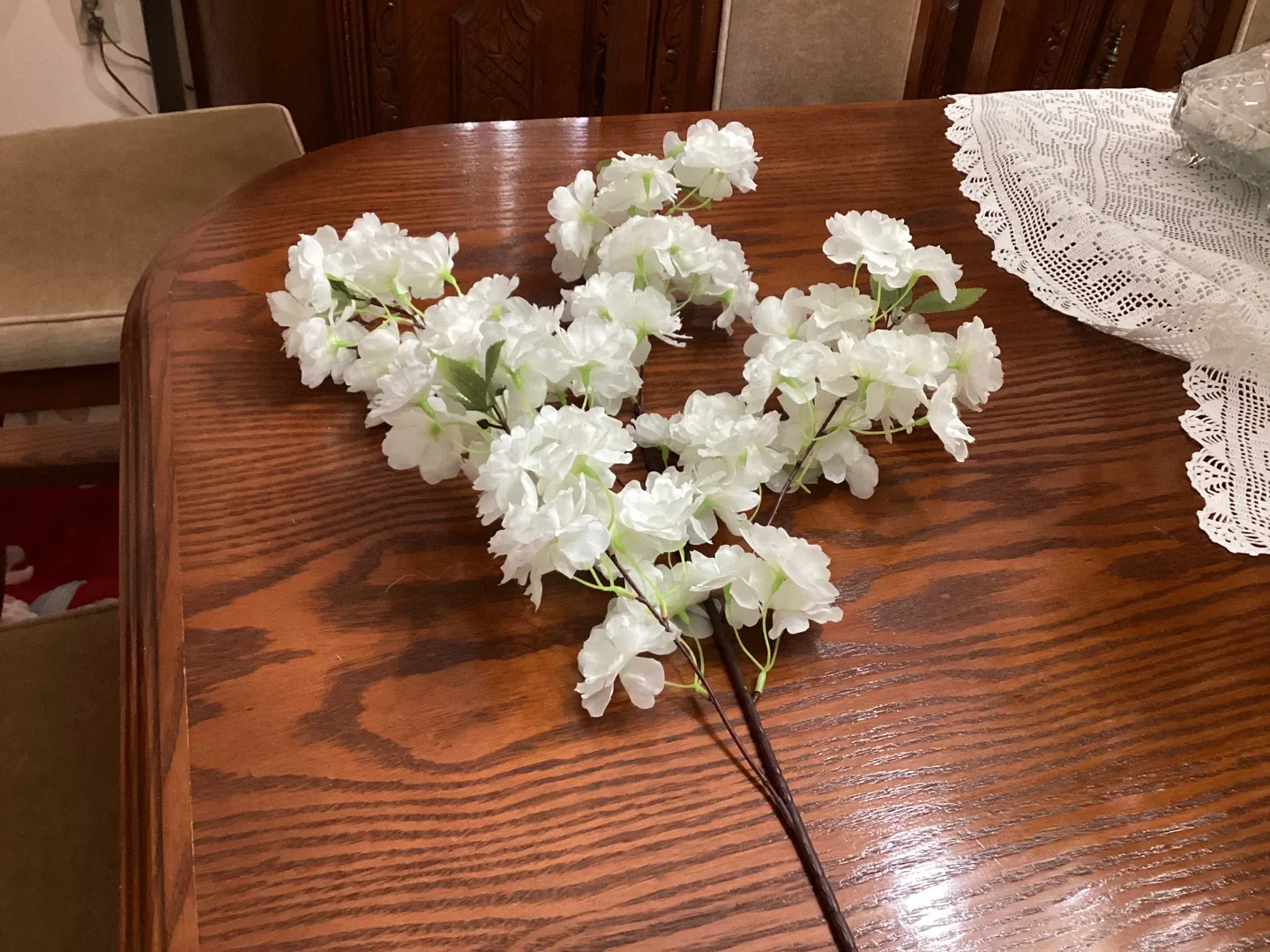 White Artificial Cherry Blossom Branch